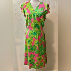 Lilly Pulitzer Pink and Green Floral Midi Dress